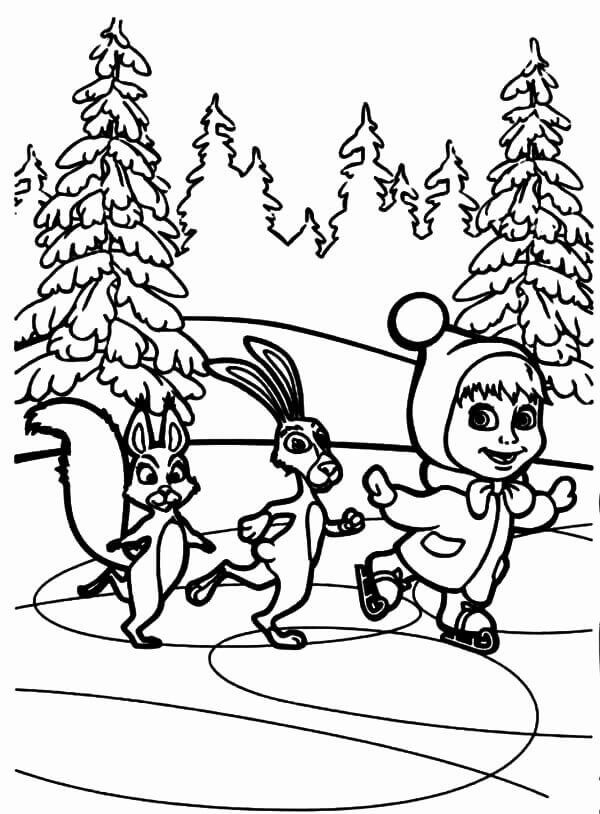 Dibujo de Masha En Noel para Colorear y Imprimir