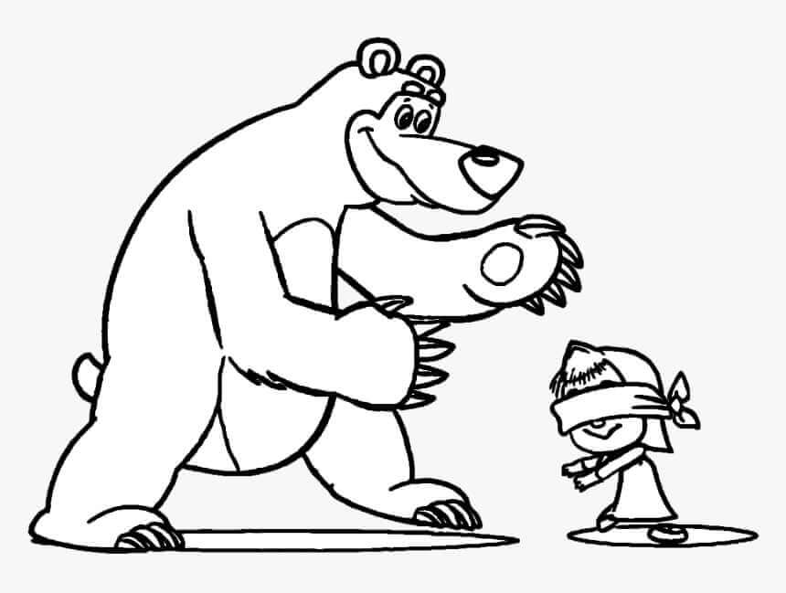 Dibujo de Masha Juega a Las Escondidas para Colorear y Imprimir