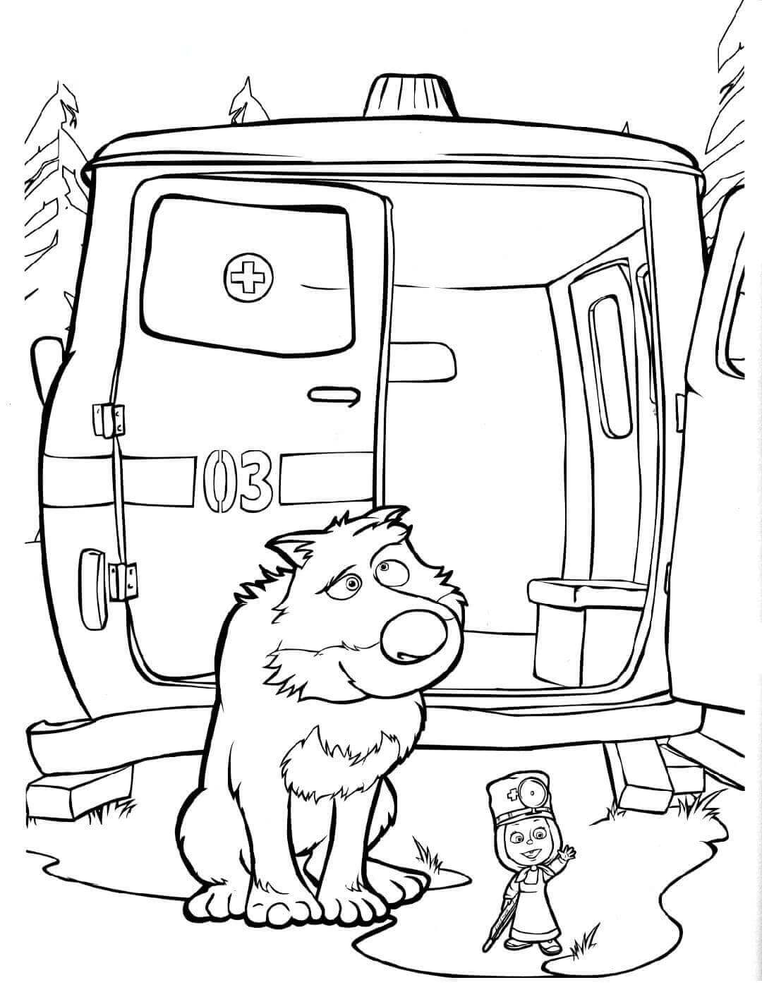 Dibujo de Masha y Lobo para Colorear y Imprimir