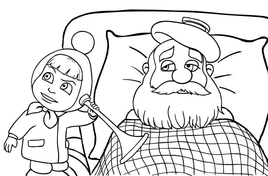 Masha and the Bear para Colorear