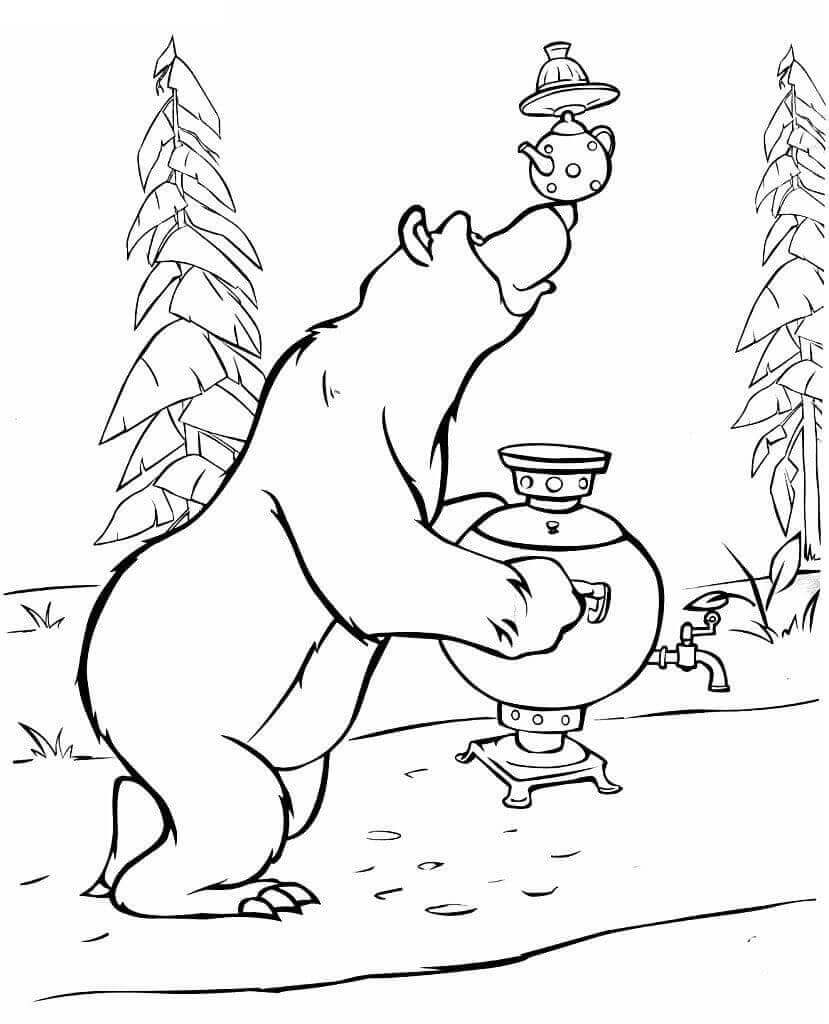 Dibujo de Oso En Masha para Colorear y Imprimir