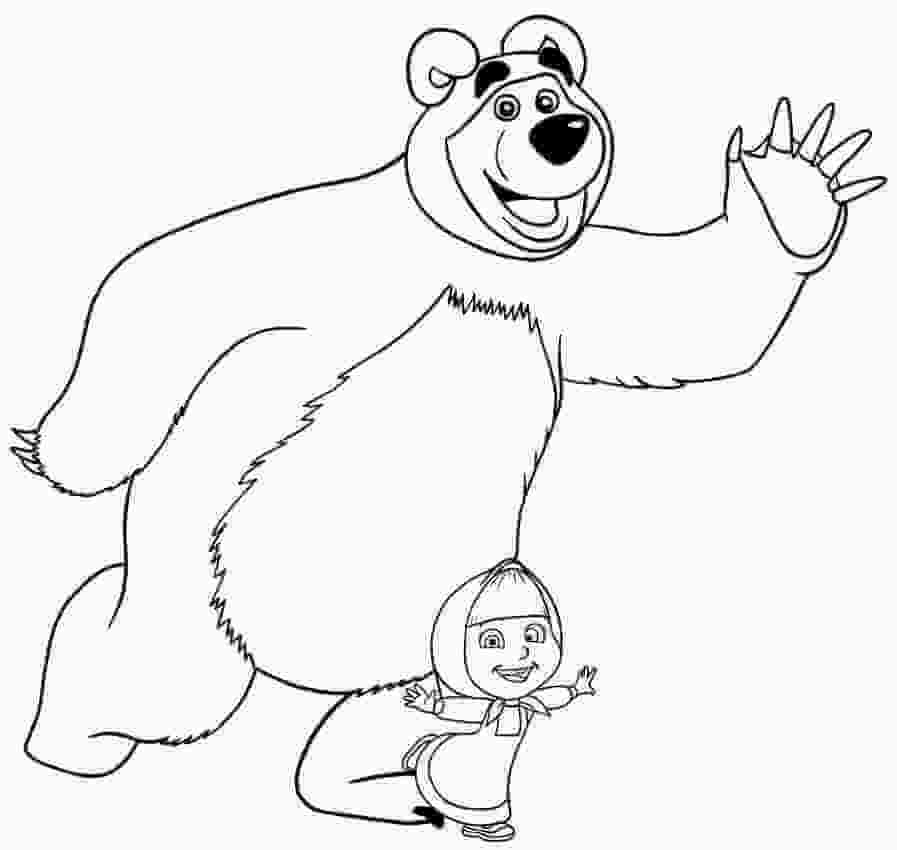 Dibujo de Oso y Masha Bailan para Colorear y Imprimir