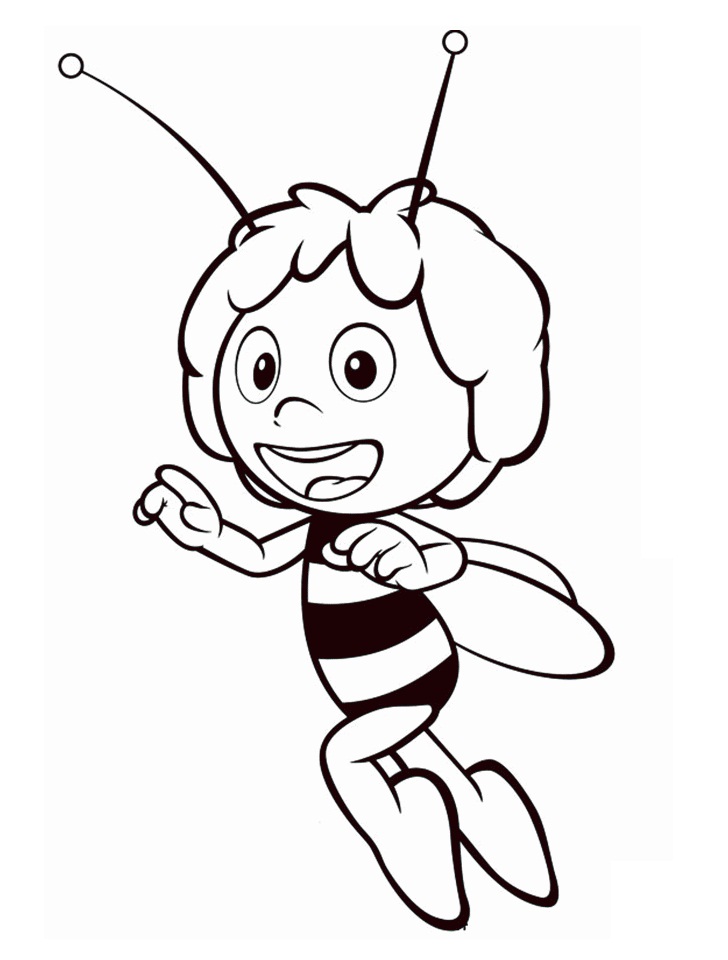 Dibujo de ¡Feliz La Abeja Maya para Colorear y Imprimir