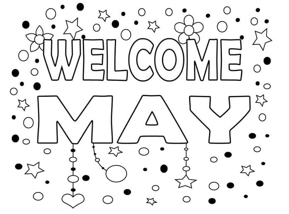 Dibujo de Bienvenido Mayo para Colorear y Imprimir