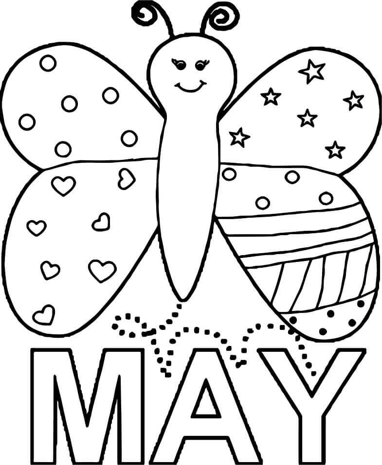 Dibujo de Mariposa de Mayo para Colorear y Imprimir