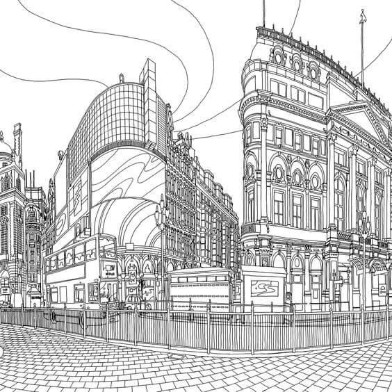 Dibujo de Ciudades Fant Sticas por Steve Mcdonald para Colorear para Colorear y Imprimir