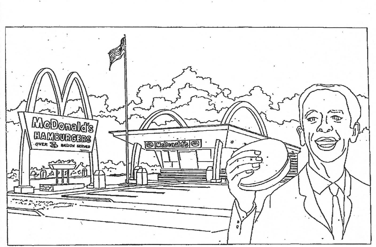 Dibujo de Linda Comida Mcdonal para Colorear para Colorear y Imprimir
