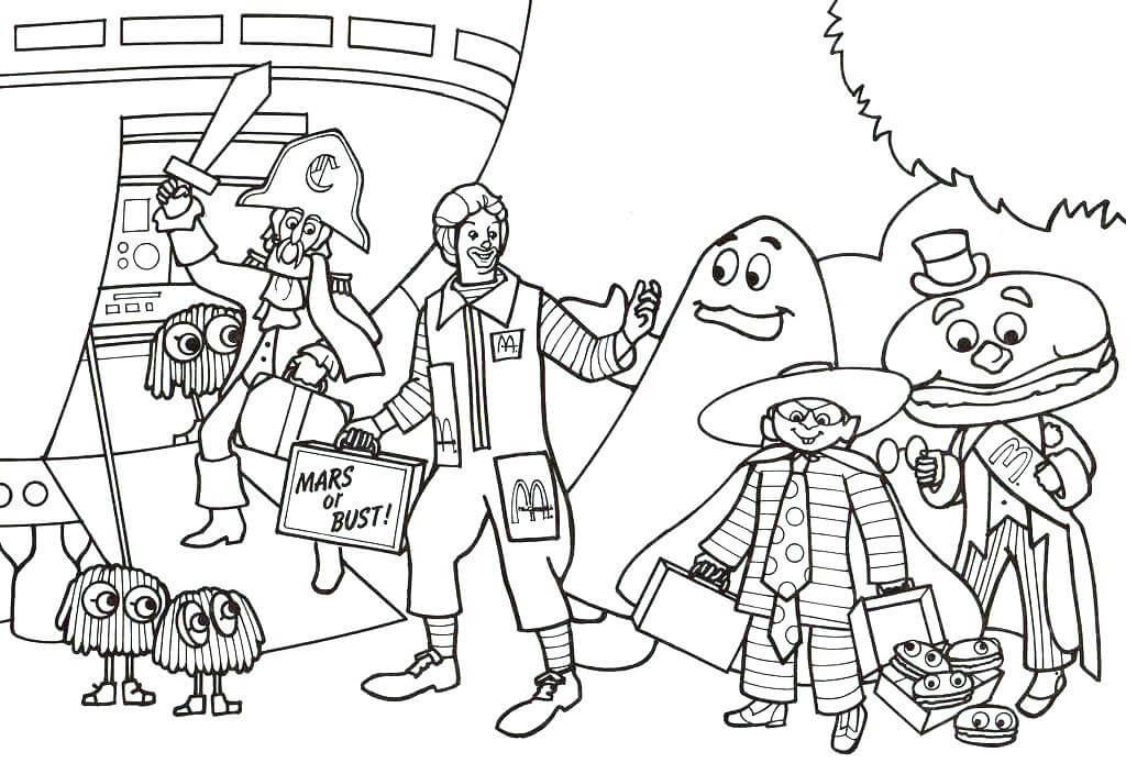 Dibujo de Mcdonald Con Su Amigo para Colorear para Colorear y Imprimir