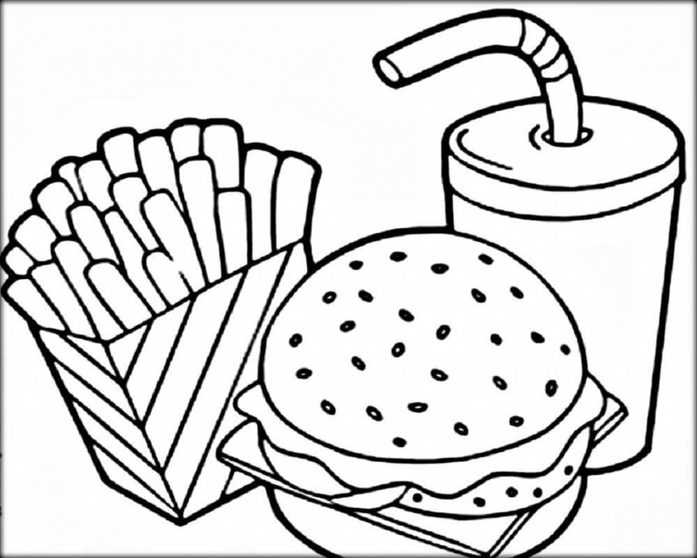 Dibujo de Mcdonald Tres Alimentos para Colorear para Colorear y Imprimir