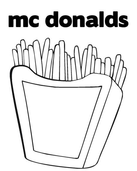 Dibujo de Papas Fritas Mcdonald para Colorear para Colorear y Imprimir