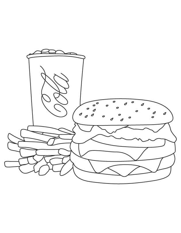 Dibujo de Un Combo de Comida de Mcdonalds para Colorear para Colorear y Imprimir