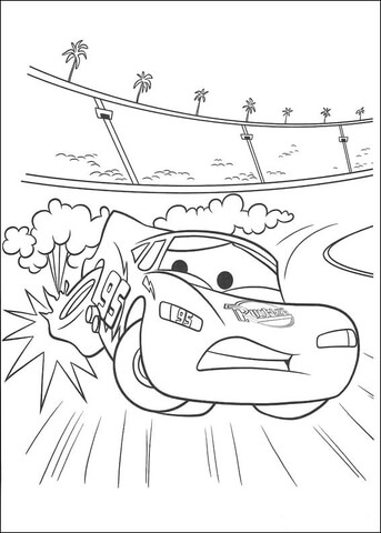 Dibujo de Mcqueen En Problemas para Colorear y Imprimir