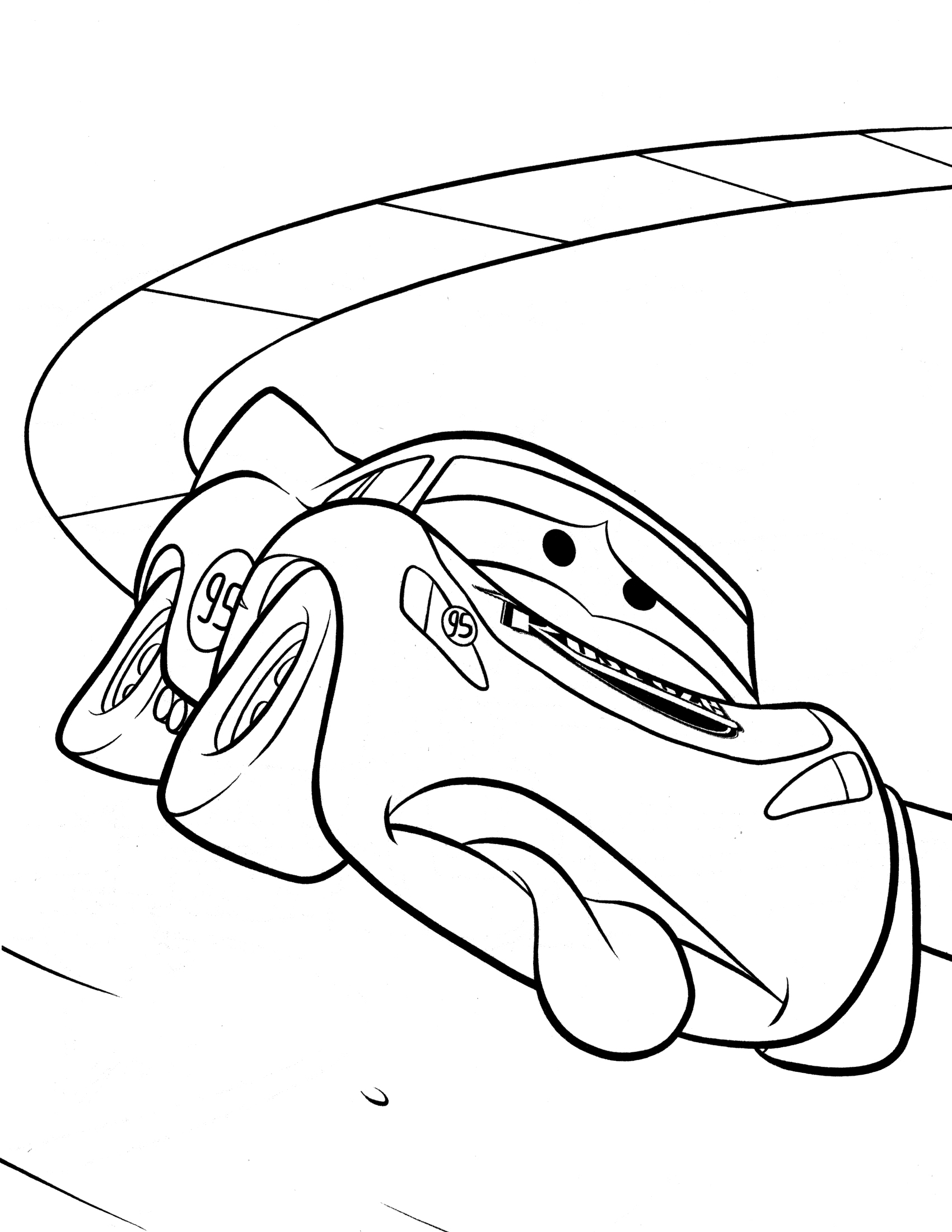 Dibujo de Mcqueen Está Cansado para Colorear y Imprimir