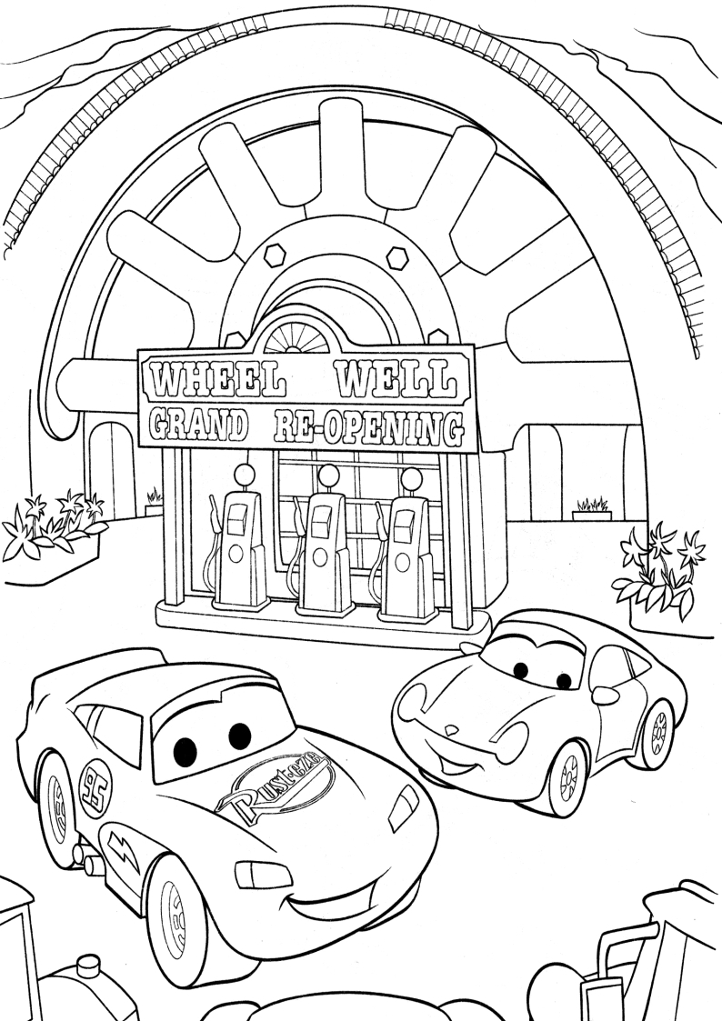 Dibujo de Mcqueen Gran Inauguración Nuevo Motel para Colorear y Imprimir