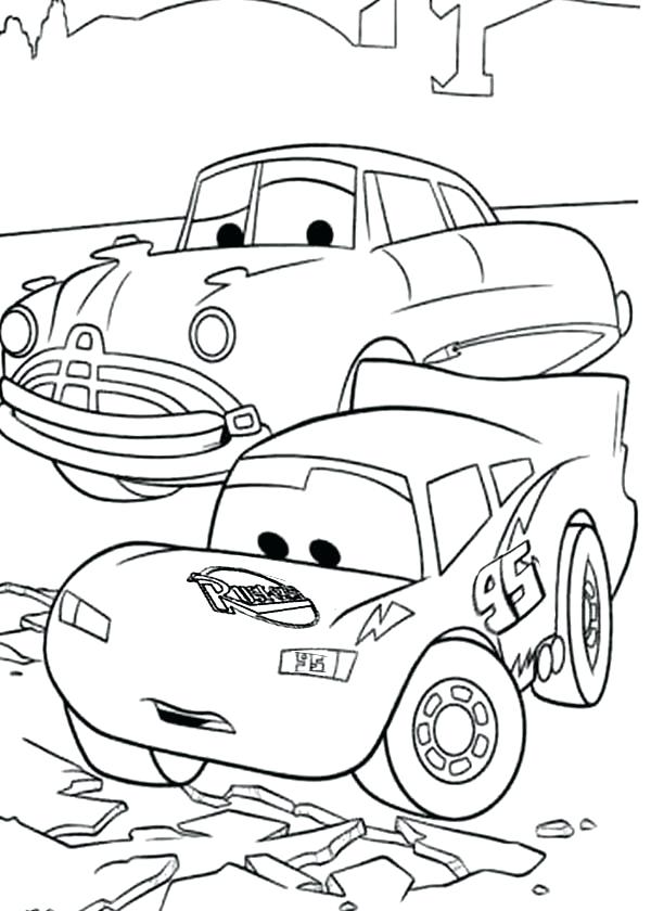 Dibujo de Mcqueen Mirando El Camino Roto para Colorear y Imprimir