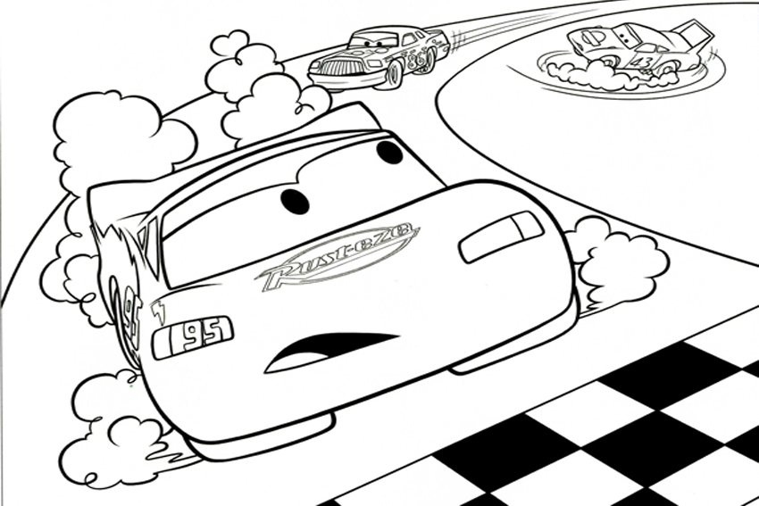 Dibujo de Mcqueen Sierra Rey Tiene Problemas para Colorear y Imprimir