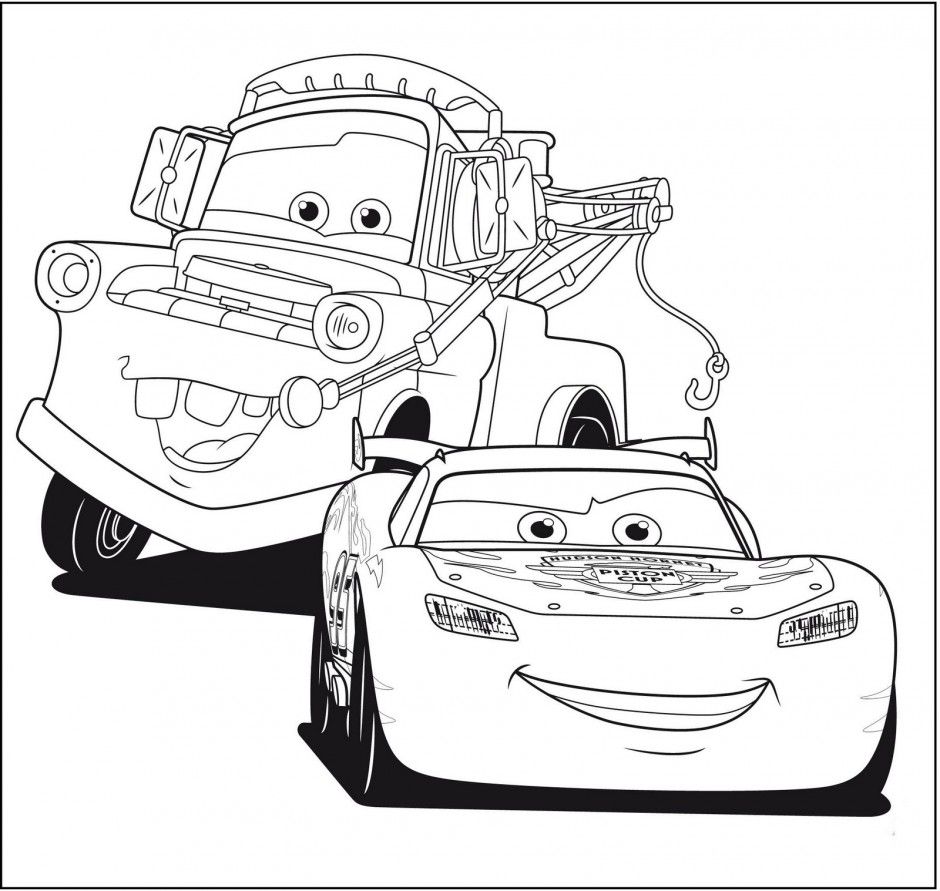 Dibujo de Mejor Amigo Mcqueen y La Materia para Colorear y Imprimir