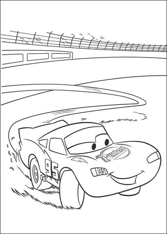 Dibujo de Rayo Mcqueen Corriendo Rápido para Colorear y Imprimir
