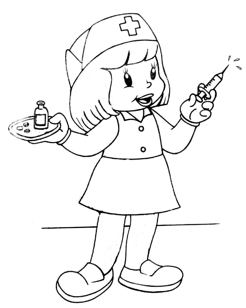 Dibujo de Bebé Medica para Colorear y Imprimir