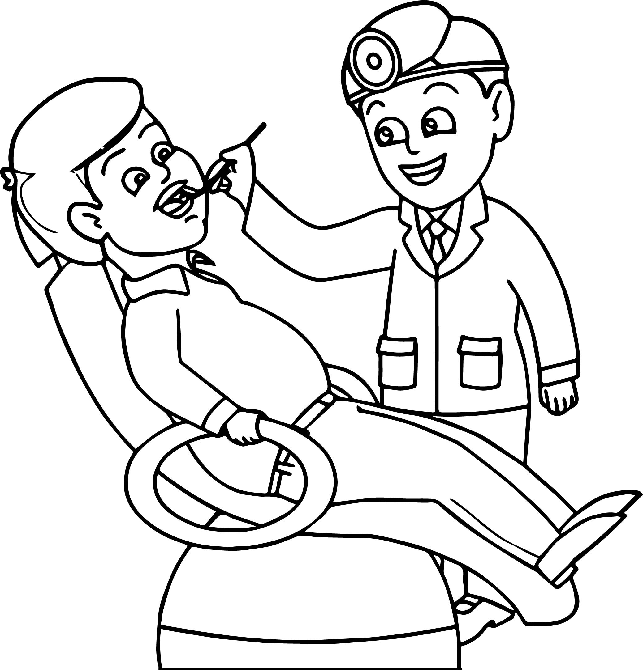 Dibujo de Dentista de Niño Pequeño para Colorear y Imprimir