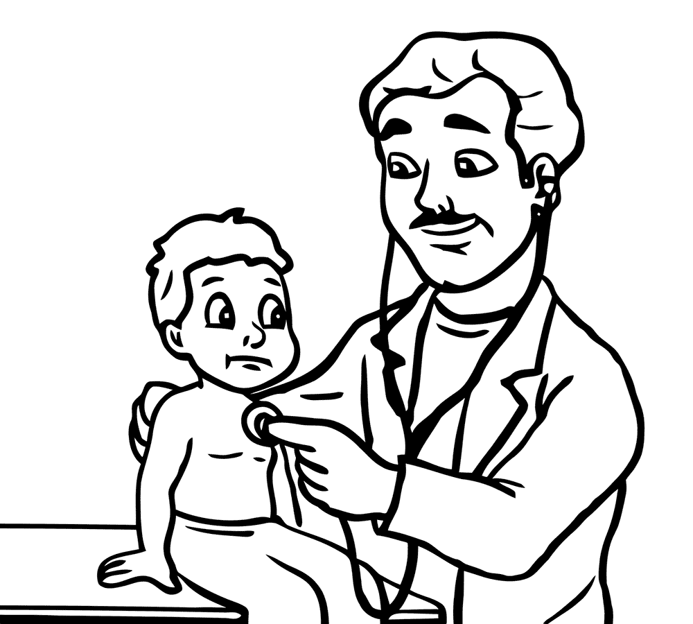 Dibujo de Examen Médico Serio para Colorear y Imprimir