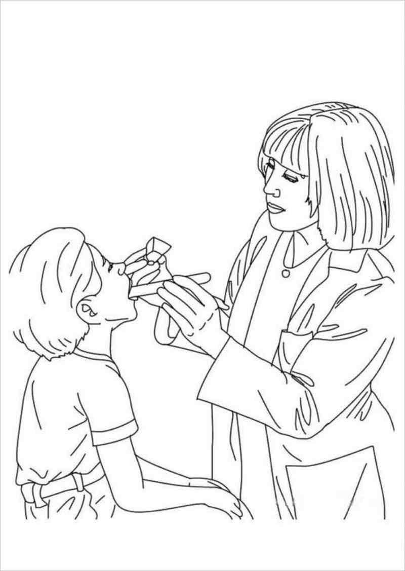 Dibujo de Hermoso Dentista para Colorear y Imprimir