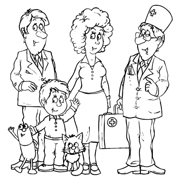 Dibujo de Médico de Familia para Colorear y Imprimir