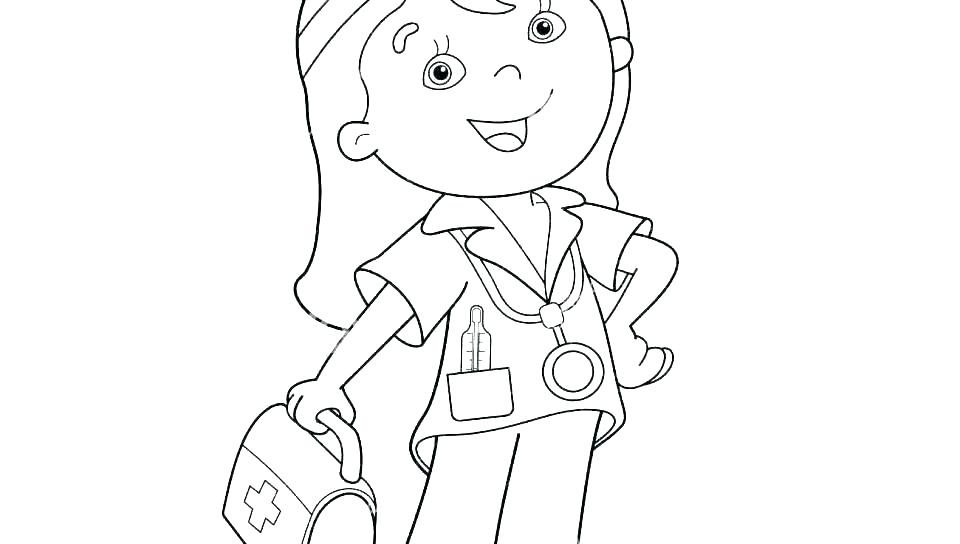 Dibujo de Niña Medica para Colorear y Imprimir