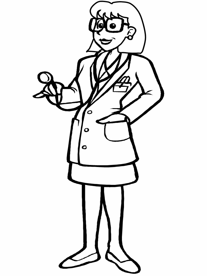 Dibujo de Señora Doctora para Colorear y Imprimir