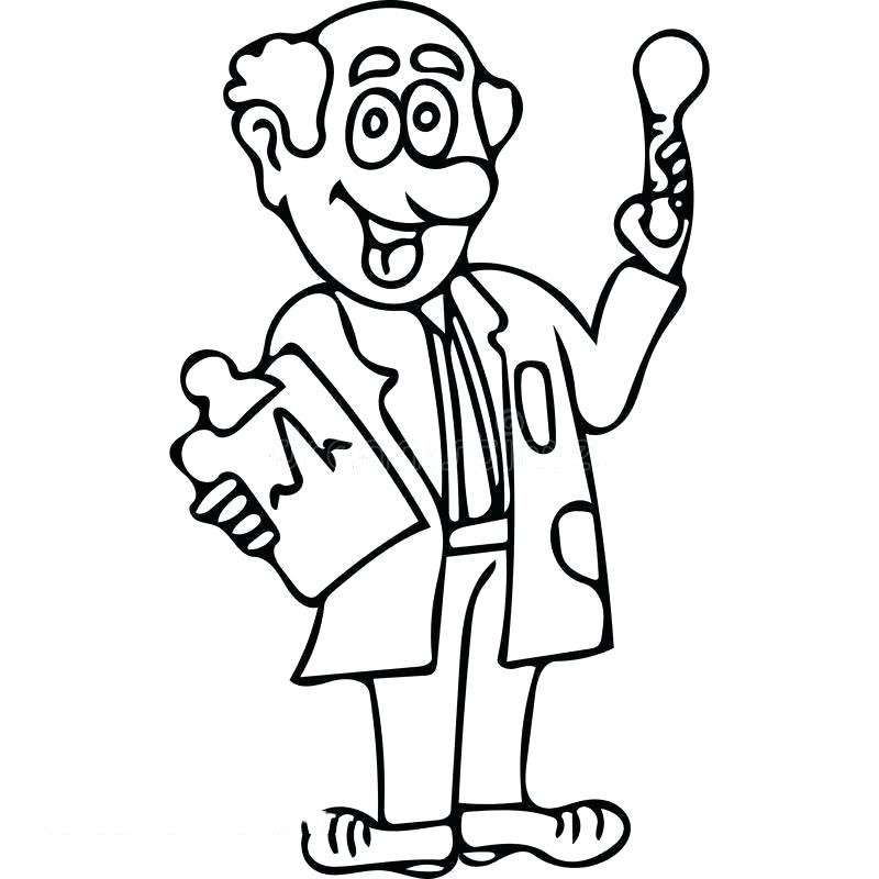 Dibujo de Un Médico Calvo para Colorear y Imprimir