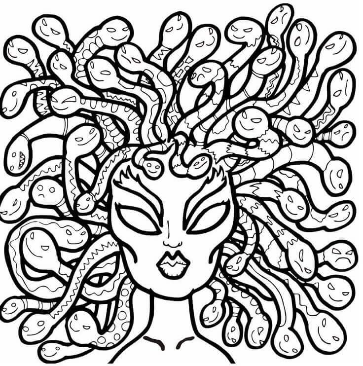 Dibujo de Cabeza de Medusa para Colorear y Imprimir