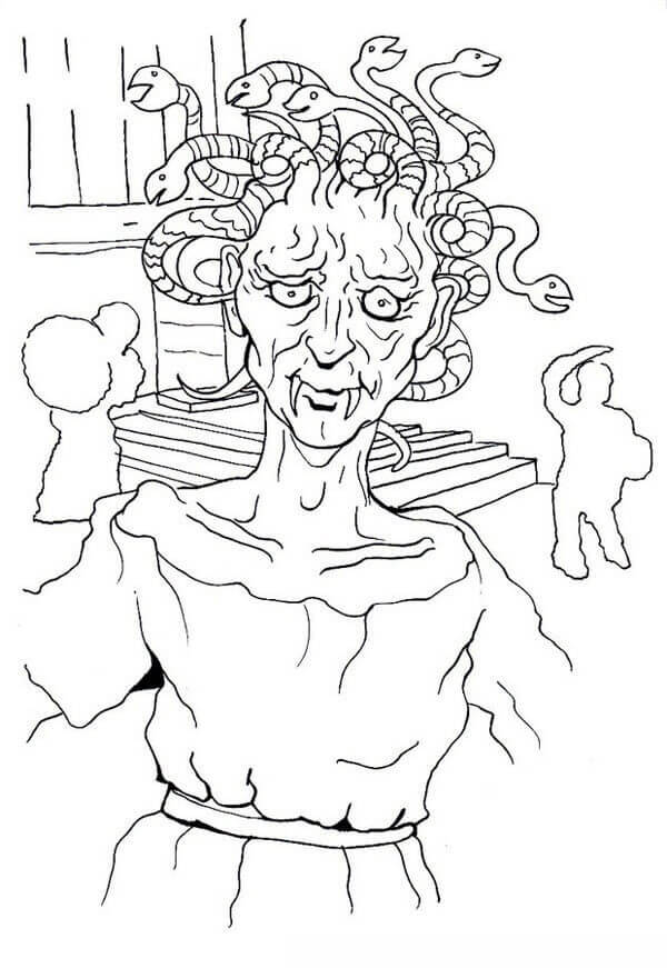 Dibujo de Fea Medusa para Colorear y Imprimir