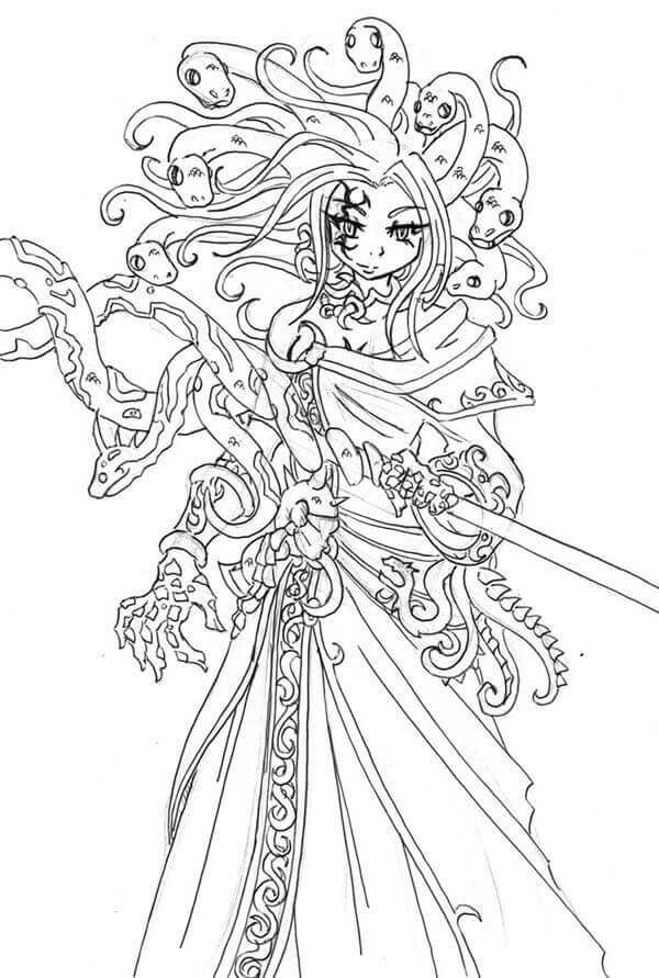 Dibujo de Medusa Asombrosa para Colorear y Imprimir