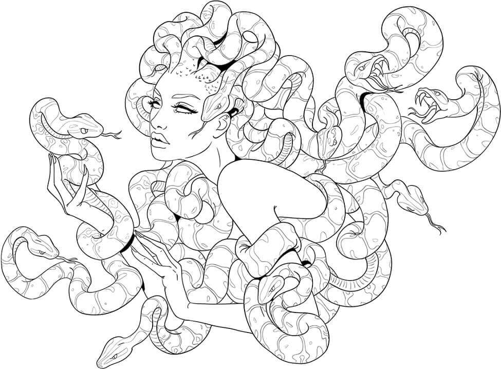 Dibujo de Medusa Aterradora para Colorear y Imprimir