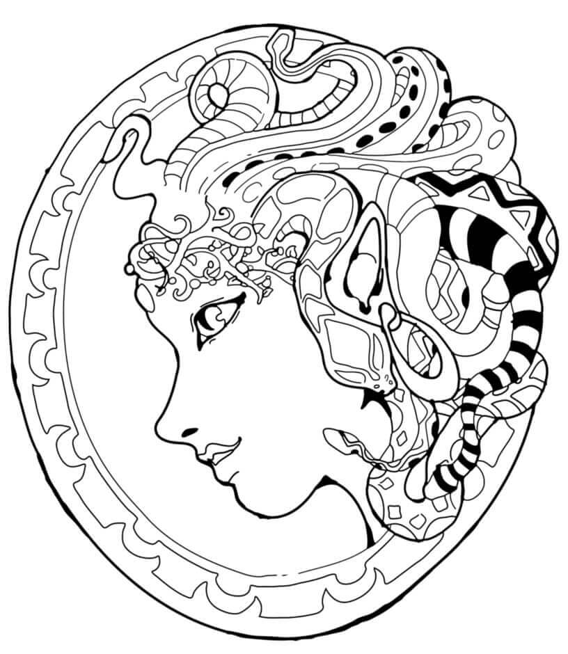 Dibujo de Medusa de Fantasía para Colorear y Imprimir
