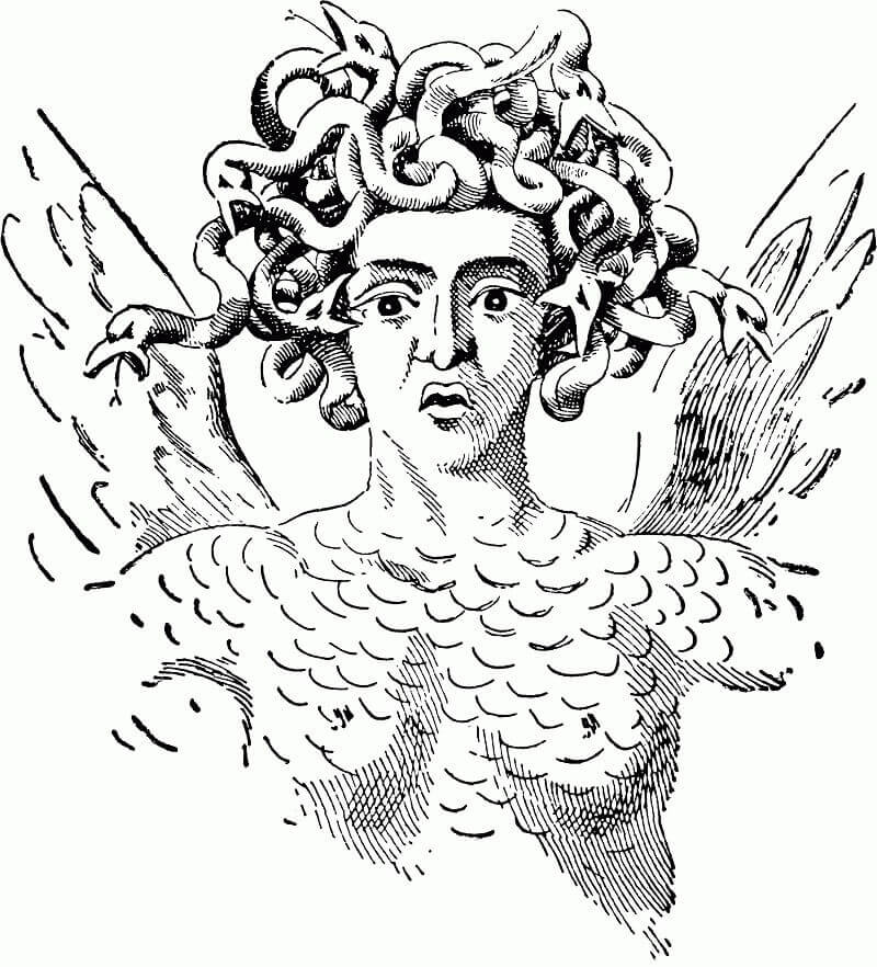 Dibujo de Medusa de La Mitología Griega para Colorear y Imprimir