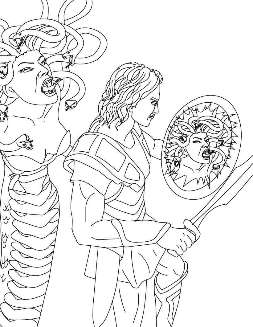 Dibujo de Medusa Vs Perseus para Colorear y Imprimir