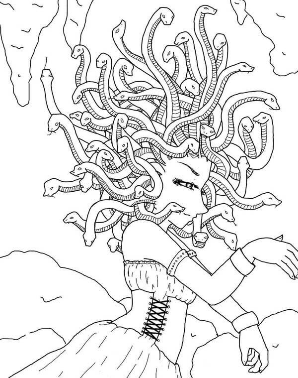 Dibujo de Pequeña Medusa para Colorear y Imprimir