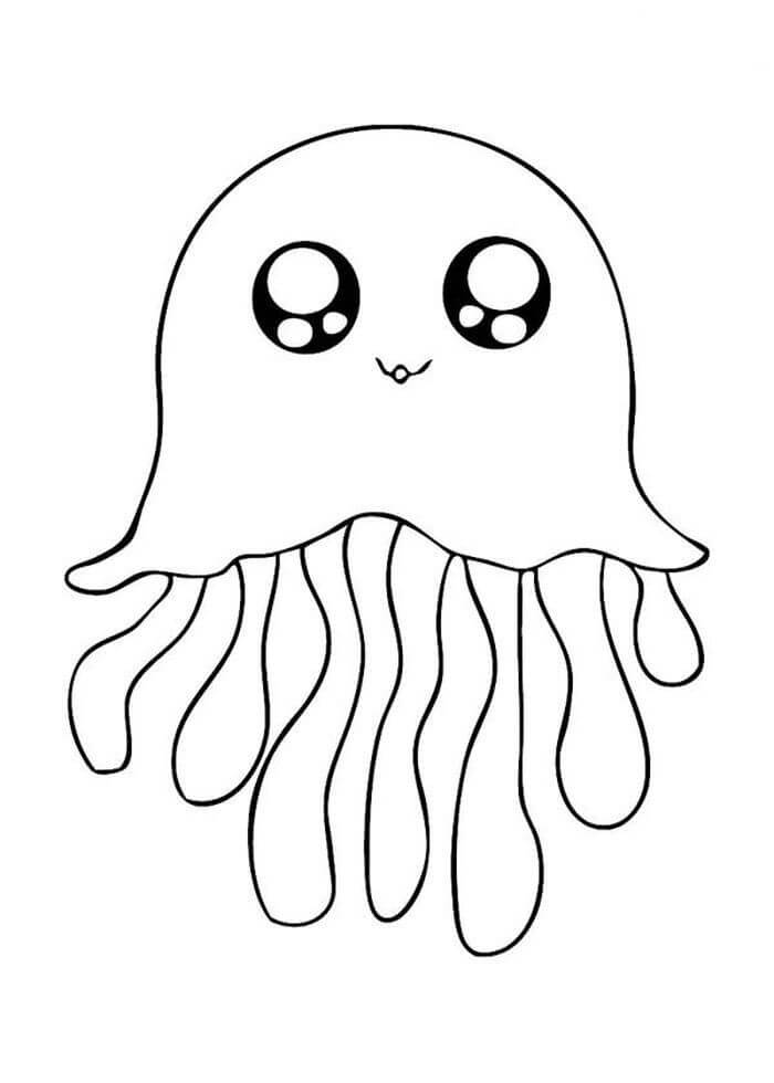 dibujo jellyfish divertido para imprimir y colorear