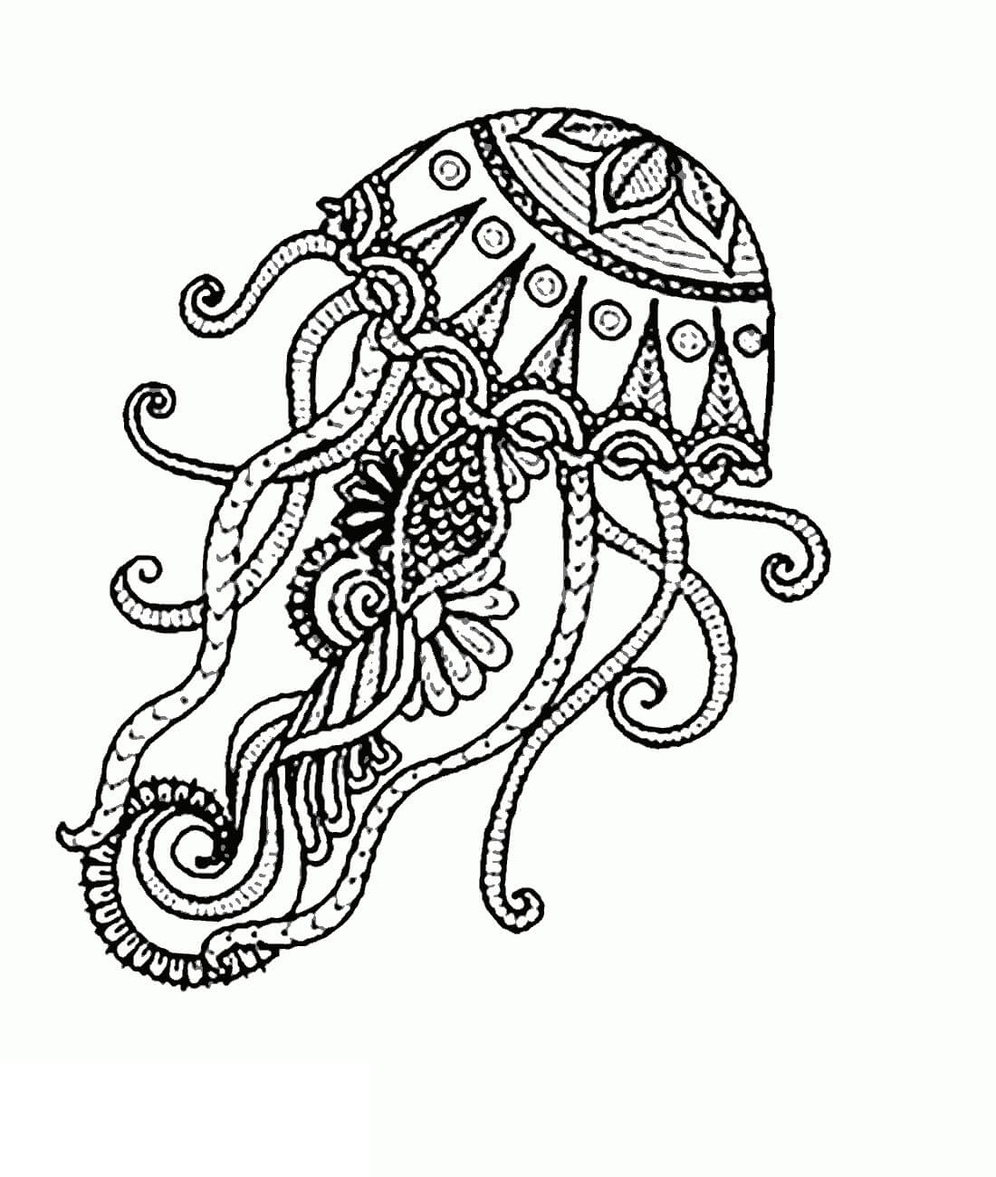 dibujo medusa adulta para imprimir y colorear