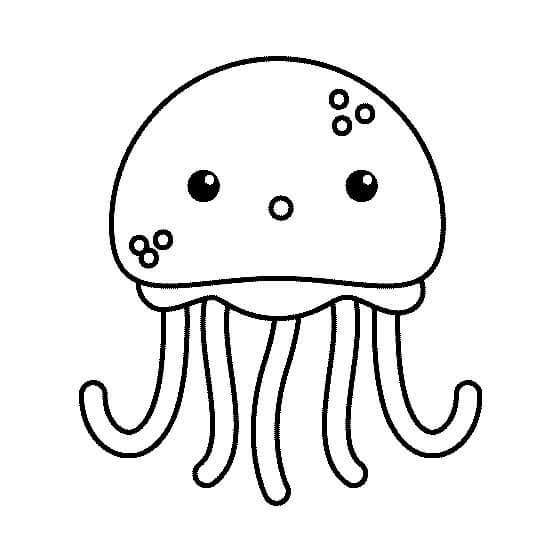 dibujo medusa kawaii para imprimir y colorear
