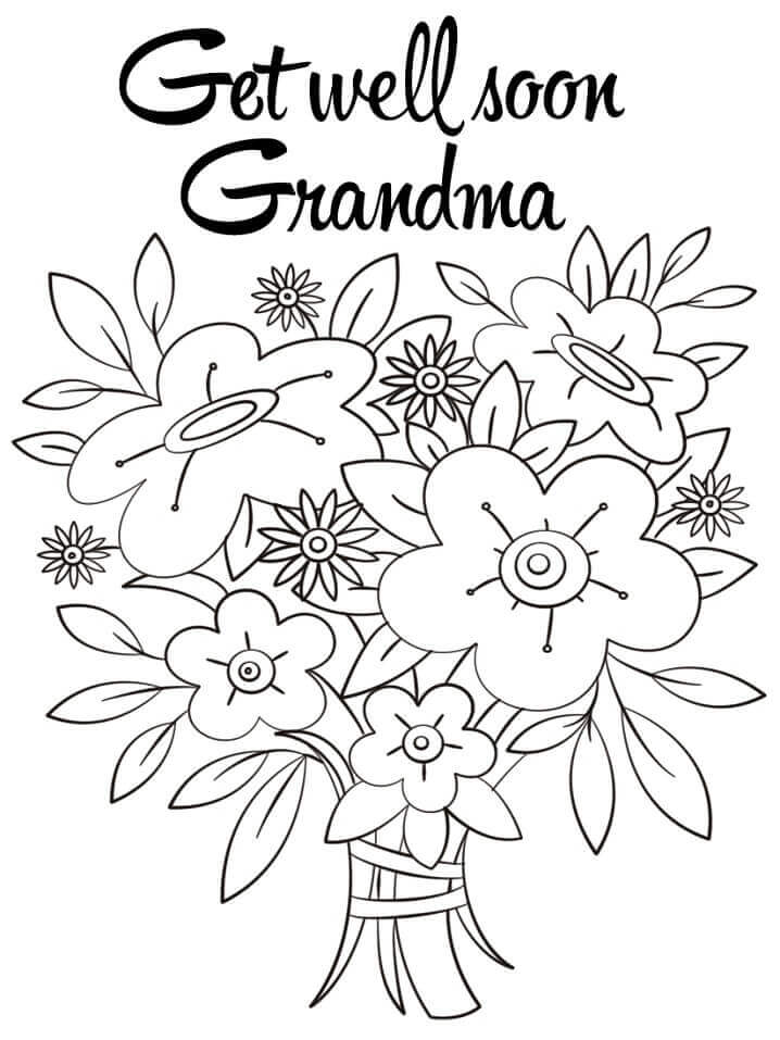 Dibujo de que Té Mejores Pronto Abuela para Colorear y Imprimir