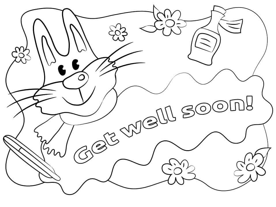 Dibujo de que Té Mejores Pronto Conejo para Colorear y Imprimir