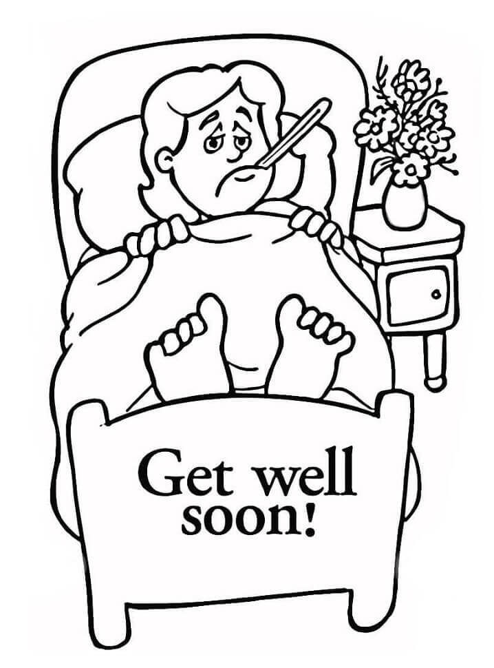 Dibujo de que Té Mejores Pronto Duerme En La Cama para Colorear y Imprimir
