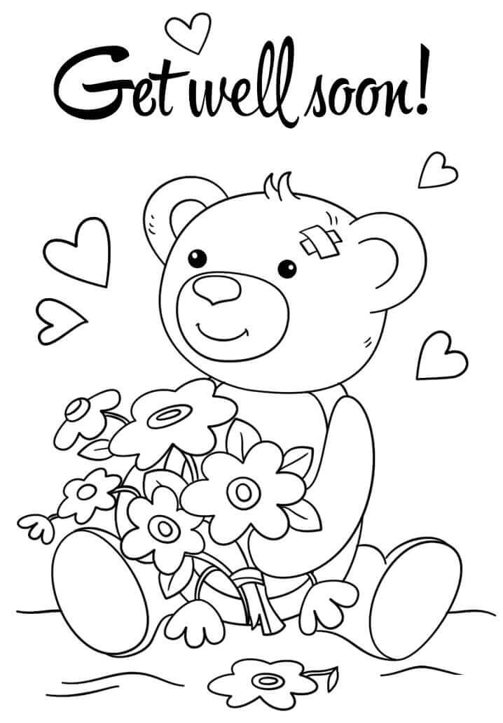 Dibujo de que Té Mejores Pronto Peluche y Flor para Colorear y Imprimir