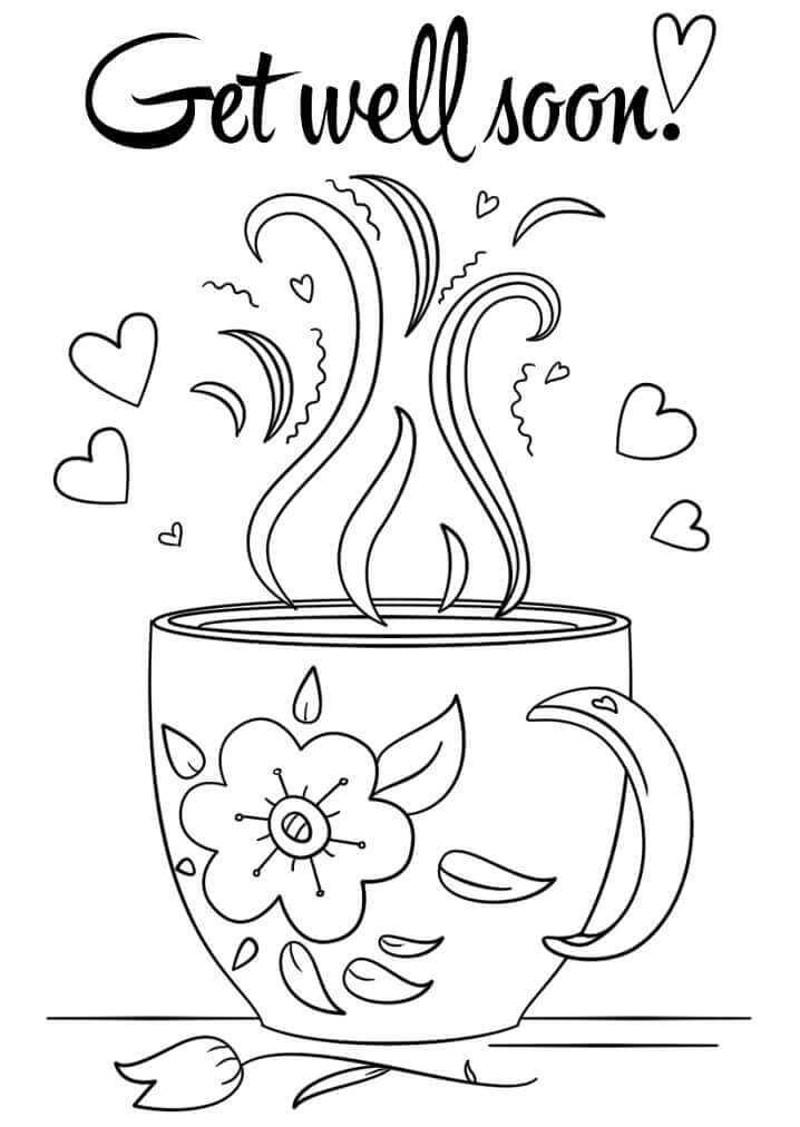 Dibujo de que Té Mejores Pronto Taza de Cafe para Colorear y Imprimir