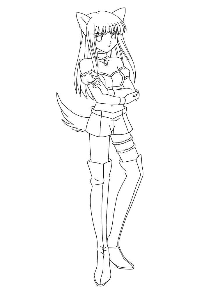 Niña Lobo para Colorear