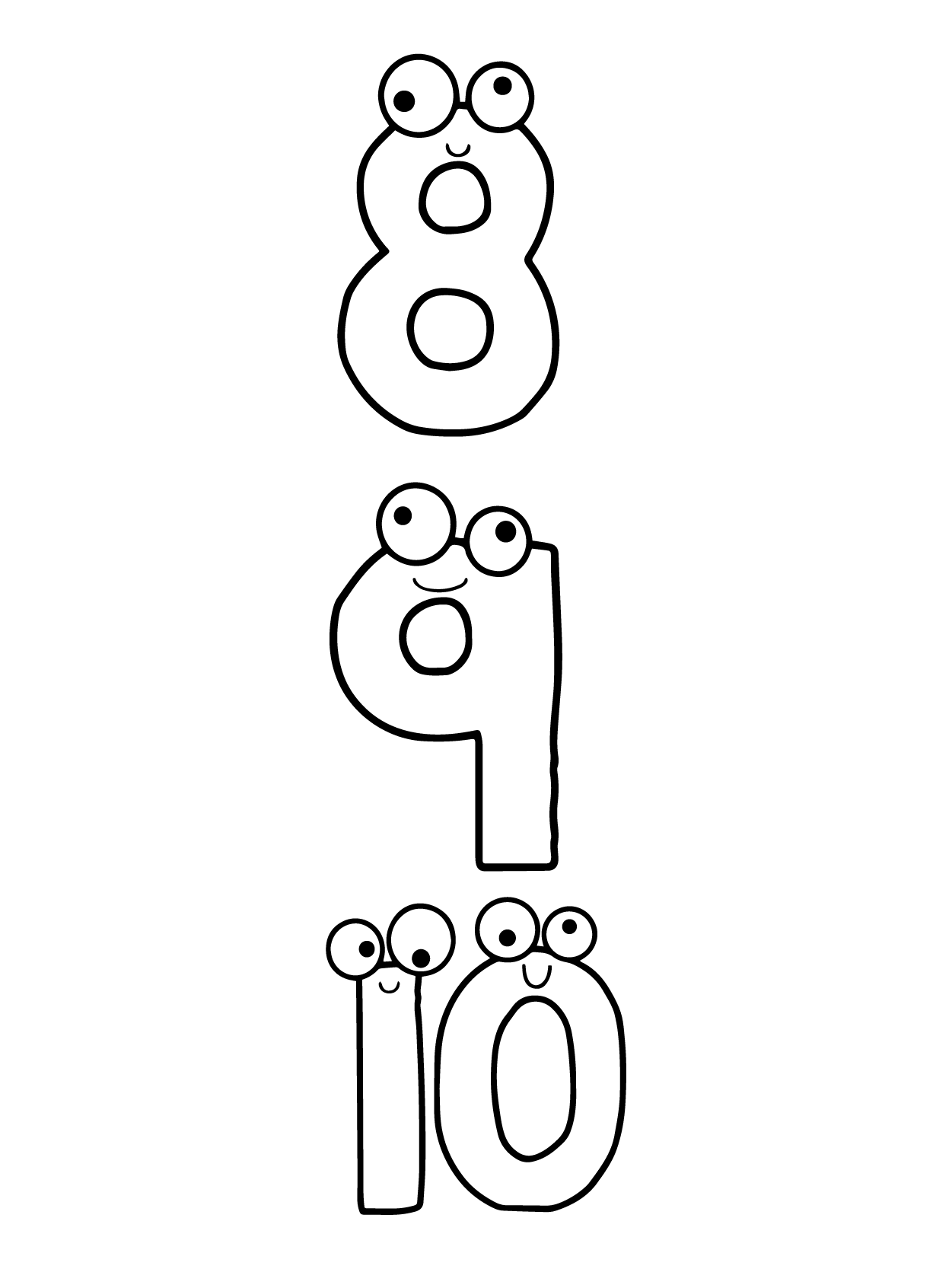 dibujo number lore 8 9 10 para colorear