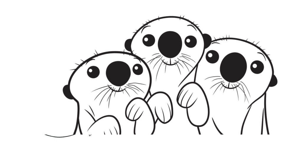 Dibujo Cara Tres Bebe Nutria Para Imprimir Y Colorear