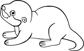 dibujo nutria bebe sosteniendo una botella de leche para imprimir y colorear